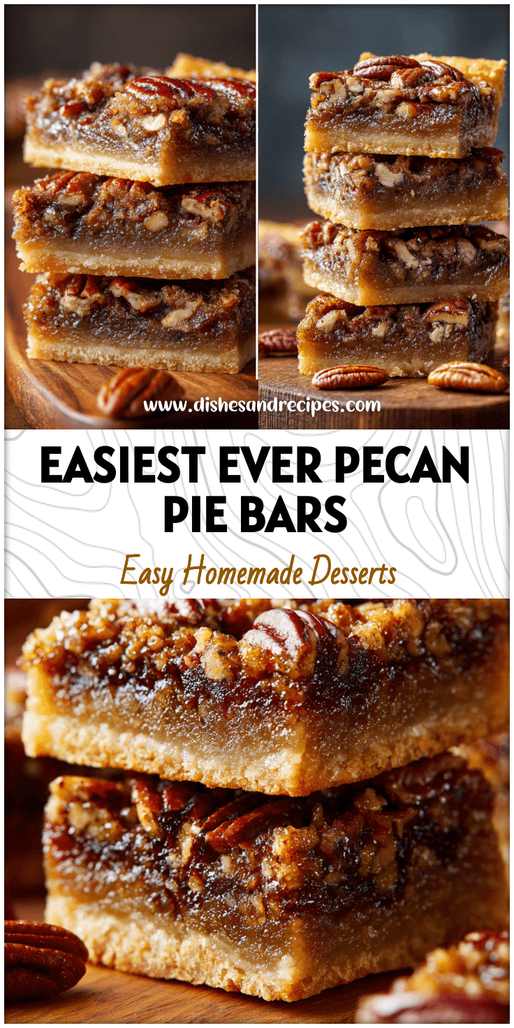 Golden pecan pie bars topped with pecan pie topping on a wooden board, a perfect pecan pie alternative.